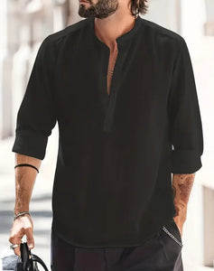 Maryam’s Essential Breathable Button Long Sleeves Cotton Linen Top Tank