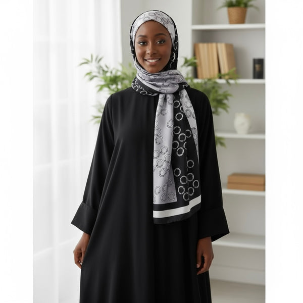 Maryam's  Essential Stunning Silk Satin Printed Shawl/Hijab