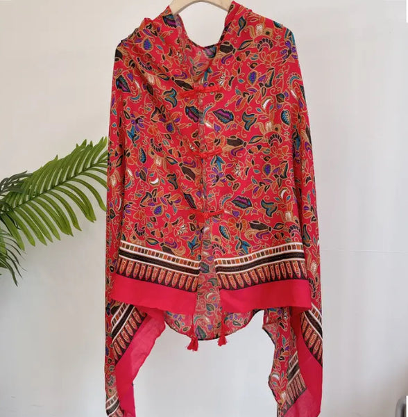 Maryam's Essential Printed Cotton Viscose Tassels Shawl