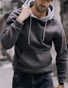 Maryam’s Essential Men Casual Contrast Colour Hoody Long Sleeves Pocket Pullover Sweatshirt