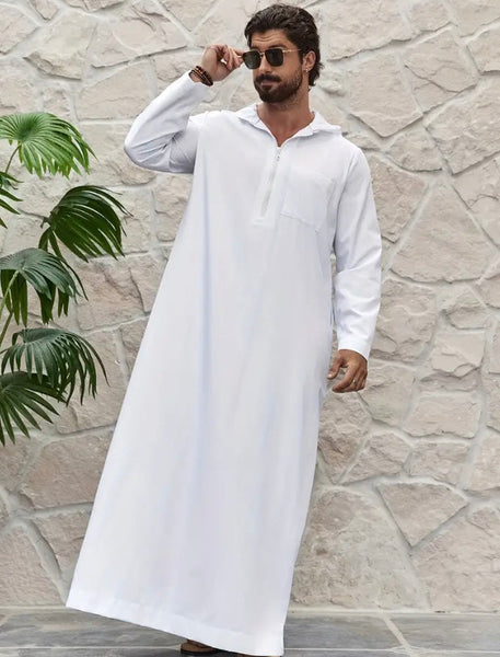 Maryam’s Diamond Style Men’s Plain Ethnic Emirati Vintage Hood Kaftan