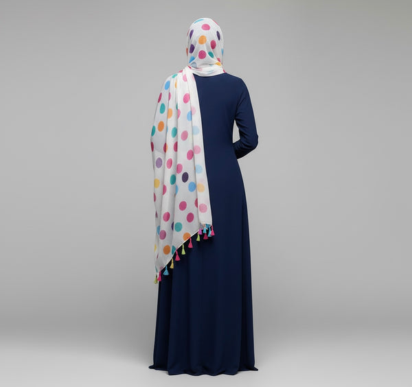 Maryam's Essential Dotted Print Cotton Polyester Tassels Hijab