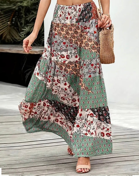 Maryam’s Essential Floral Patch Print Shirred Waist Maxi Skirt