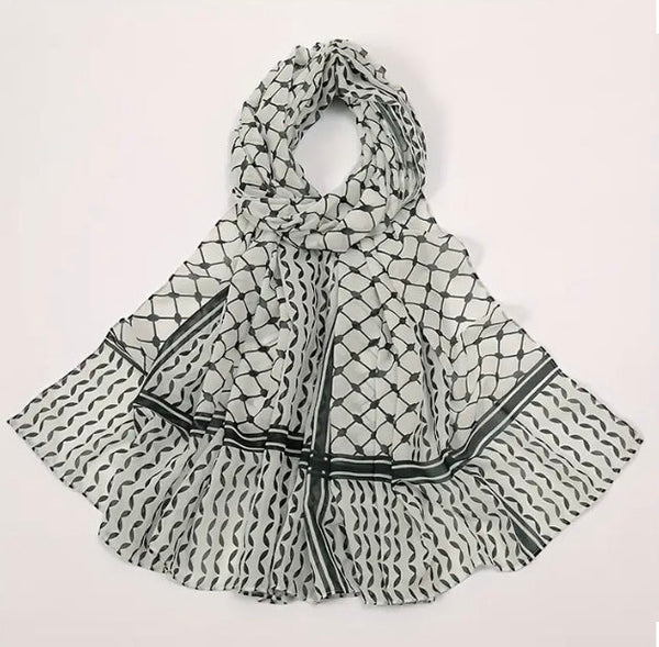 Maryam’s Essential Elegant Lightweight Arabian Print Chiffon Hijab/Shawl