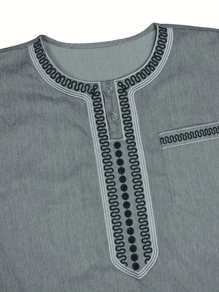 Maryam’s Essential Men Ethnic Vintage Geometric Pattern Kaftan