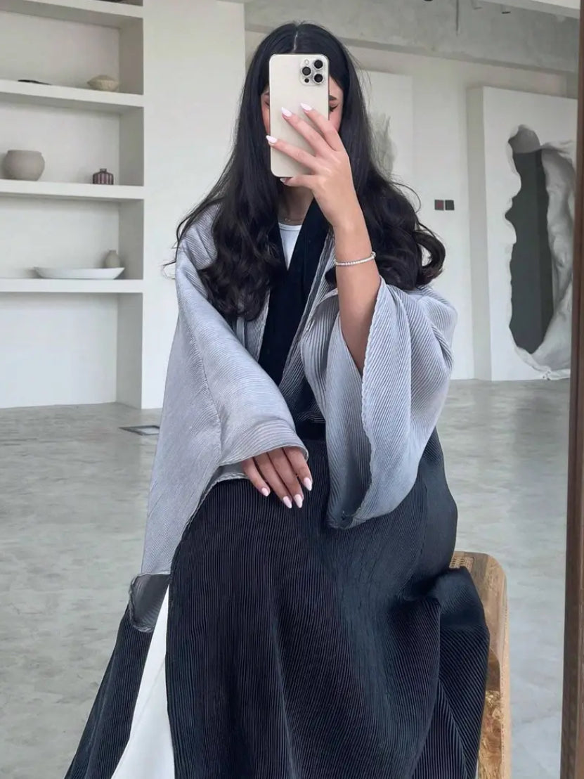 Maryam’s Essential Luxury Tie-Dye Hem Long Bell Sleeves Maxi Abaya Dress