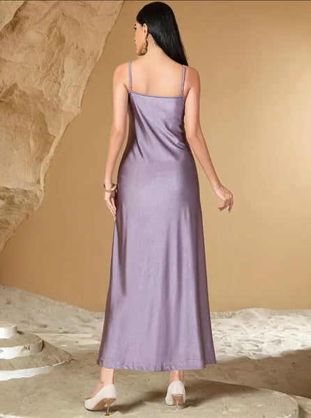 Maryam’s Essential Luxury Traditional Arabian Abaya Set, Long Sleeveless Round Neck Inner Layer Dress & Open Abaya