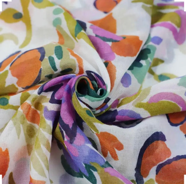 Maryam's Essential Flower Printed Cotton Viscose Tassels Hijab