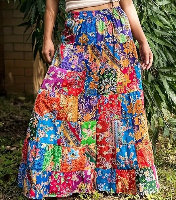 Maryam’s Essential Abstract Print High Waist Shirred Pleated Maxi Skirt