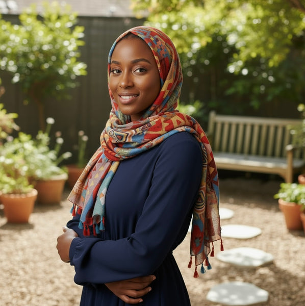 Maryam's Essential Floral Printed Cotton Viscose Tassels Hijab