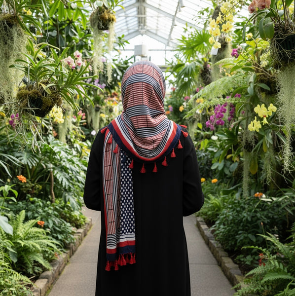 Maryam's Essential Dotted Print Cotton Polyester Tassels Hijab