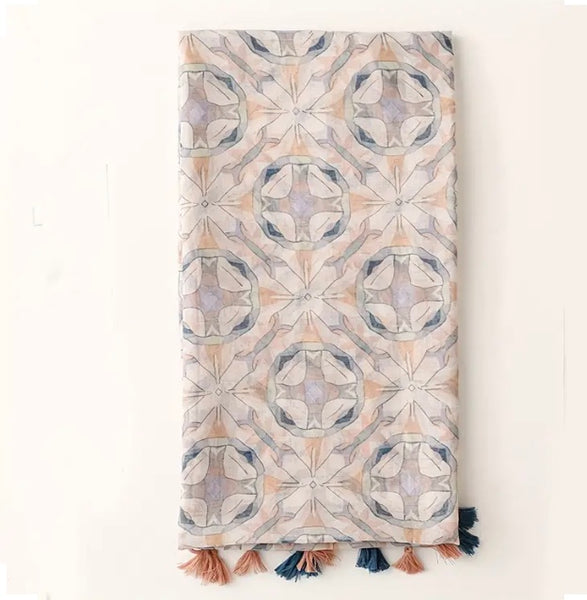 Maryam's Essential Printed Cotton Viscose Tassels Hijab