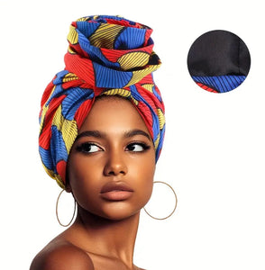 Maryam’s Essential African Print Ankara Silk Satin Linen Wrap Up Cap