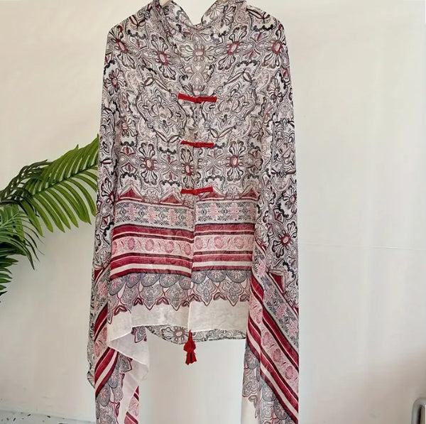 Maryam's Essential Printed Cotton Viscose Tassels Shawl