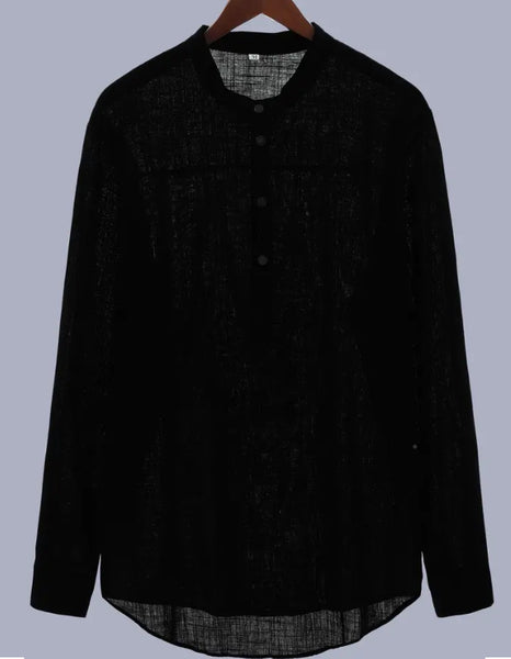 Maryam’s Essential Breathable Button Long Sleeves Cotton Linen Top Tank