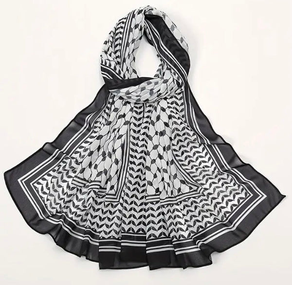 Maryam’s Essential Elegant Lightweight Arabian Print Chiffon Hijab/Shawl