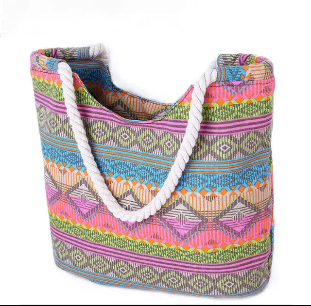 Maryam’s Essential Canvas Beach Stripe Pattern Tote Bag