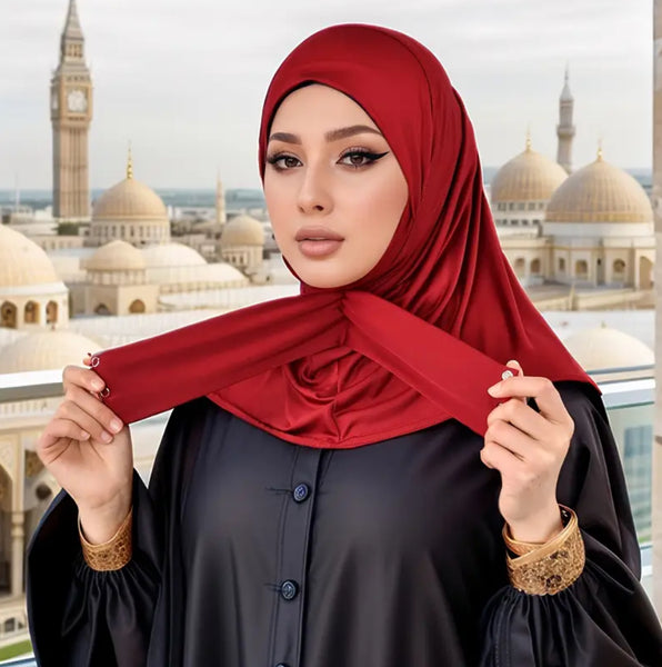 Maryam’s Essential Instant Elastic Dual Back Snap Button Tie HeadScarf
