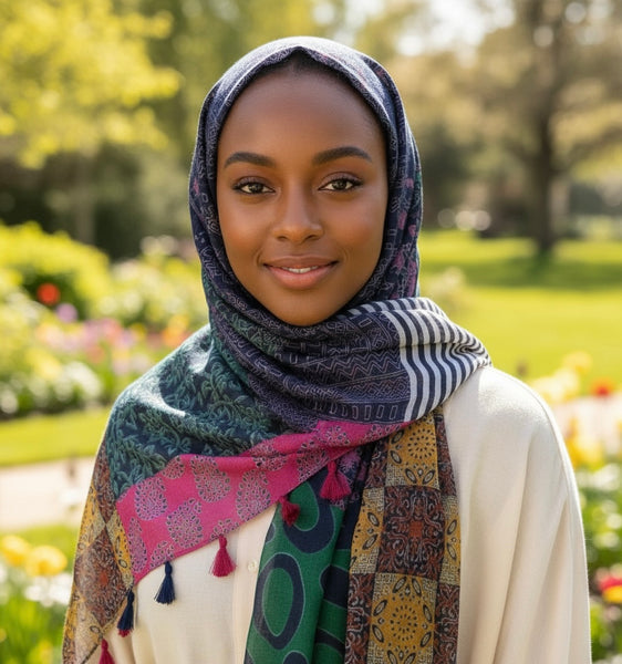 Maryam's Essential Printed Cotton Viscose Tassels Hijab