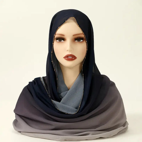 Maryam’s Essential Luxury Diamanté Gradiant Colour Thin Chiffon Hijab