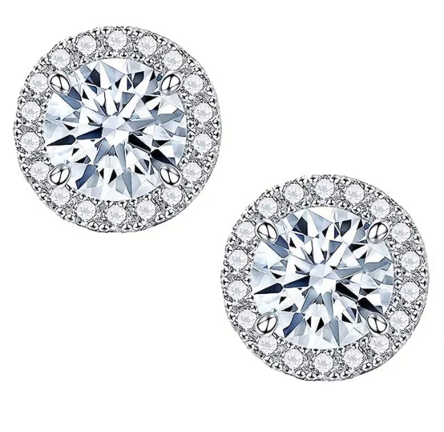 Maryam’s Essential Diamond Style 1 Carat Moissanite 925 Sterling Silver Round Screw Stud Earrings with Certificate