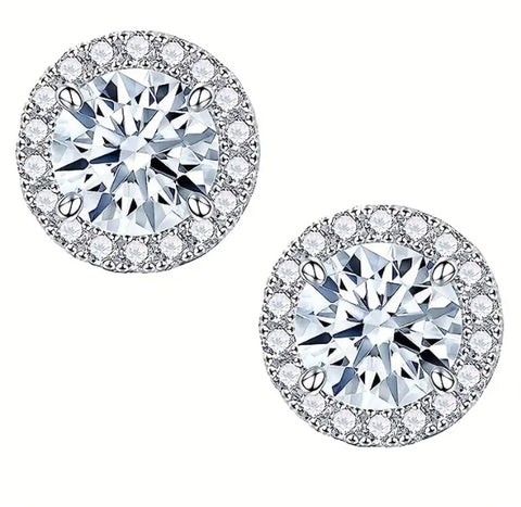 Maryam’s Essential Diamond Style 1 Carat Moissanite 925 Sterling Silver Round Screw Stud Earrings with Certificate