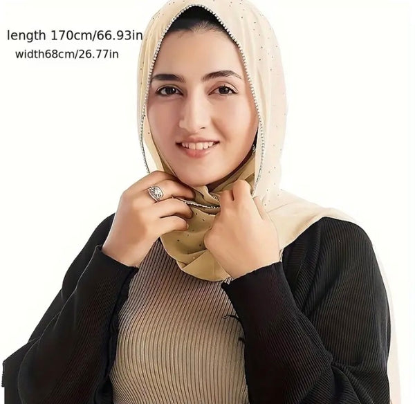 Maryam’s Essential Diamanté Thin Breathable Chiffon Hijab Headscarf