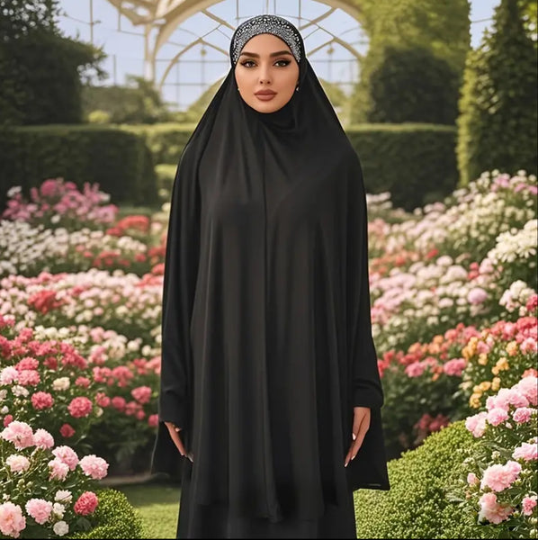Maryam's Essential Women Diamanté Long Khimar Hijab with Sleeves