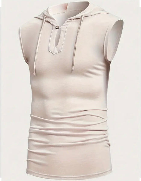 Maryam’s Essential Breathable Hood Drawstring Sleeveless Cotton Top Tank