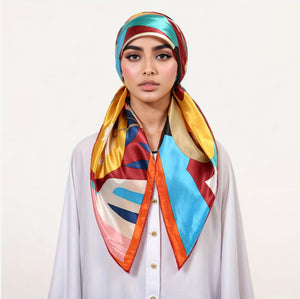 Maryam’s Essential Mature Elegant Vintage Print Pre-Tied Elastic Band Hijab