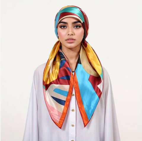 Maryam’s Essential Mature Elegant Vintage Print Pre-Tied Elastic Band Hijab