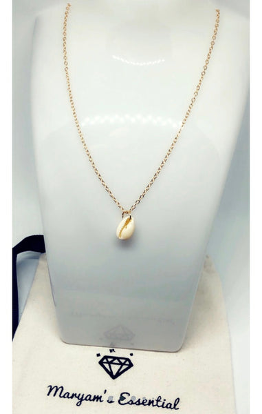 Maryam's Diamond Style Authentic Cowrie Shell Pendant Necklace