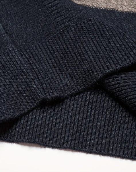 Maryam’s Essential Men Casual Striped Round Neck Pullover Long Sleeves Stretchy Knit Sweater