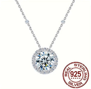 Maryam’s Essential Trendy 925 Sterling Silver Round Cubic Gems Hypoallergenic Necklace