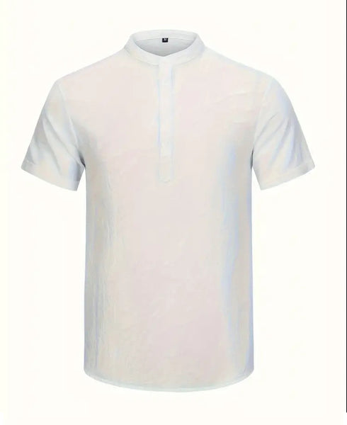 Maryam’s Essential Breathable Button Short Sleeves Cotton Linen Top Tank