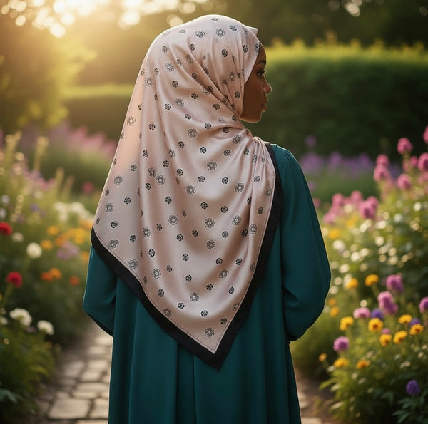 Maryam's Essential Luxury Floral Silk Satin Soft Floral Print Arab Shawl/Hijab