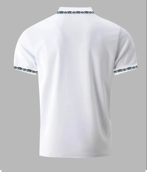 Maryam’s Essential Luxury Casual Breathable Geometric Print Collar Short Sleeve Top Tank
