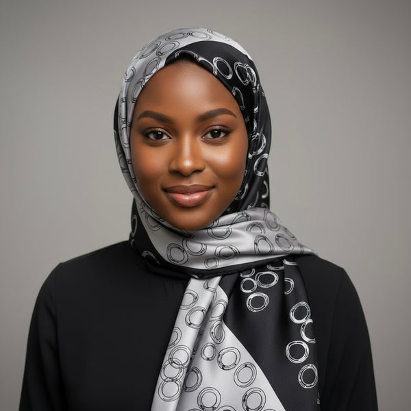 Maryam's  Essential Stunning Silk Satin Printed Shawl/Hijab