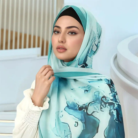 Maryam's Essential Premium Abstract Digitally Printed Chiffon Hijab