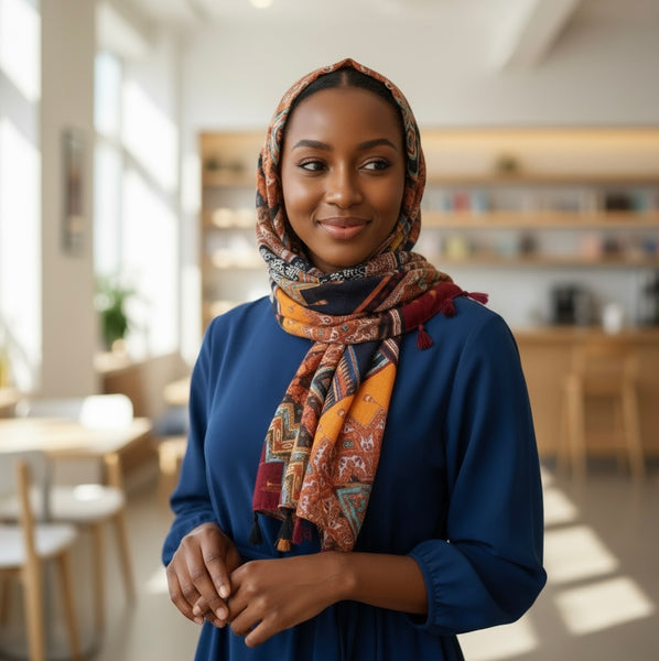 Maryam's Essential Printed Cotton Viscose Tassels Scarf/Hijab