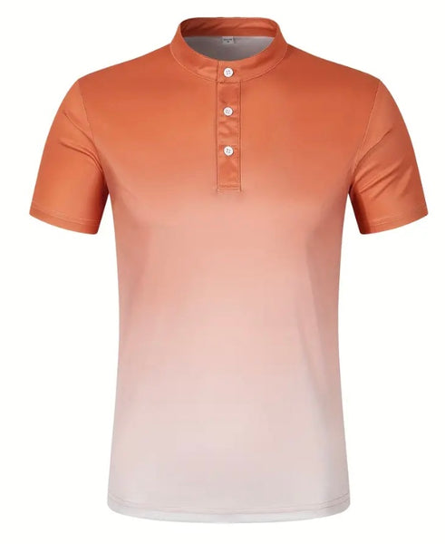 Maryam’s Essential Gradient Casual Breathable Short Sleeves Button Collar Shirt