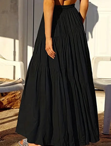 Maryam’s Essential Plain High Waist Shirred Pleated Maxi Skirt