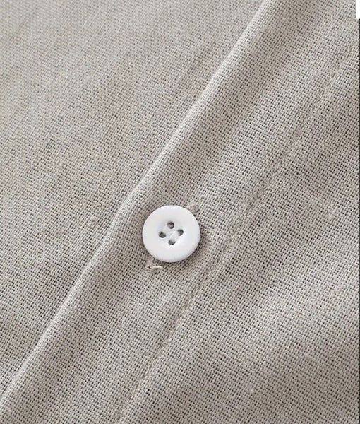 Maryam’s Essential Vintage Style Cotton Linen Short Sleeves Button Shirt