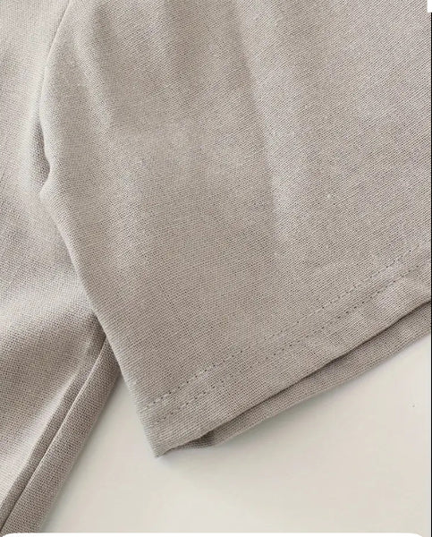Maryam’s Essential Vintage Style Cotton Linen Short Sleeves Button Shirt