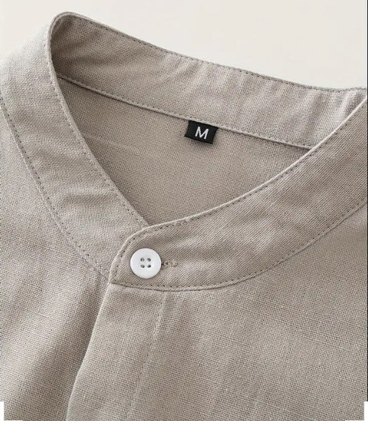 Maryam’s Essential Vintage Style Cotton Linen Short Sleeves Button Shirt