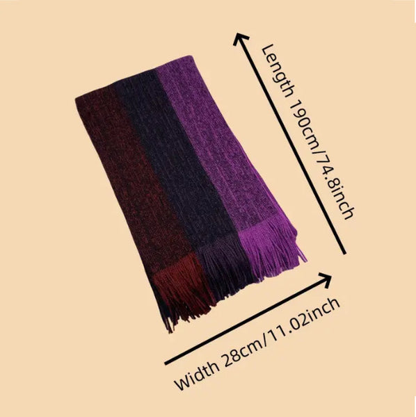 Maryam’s Essential Mature Men Trio Colour-block Acrylics Thick & Warm Tassels Scarf