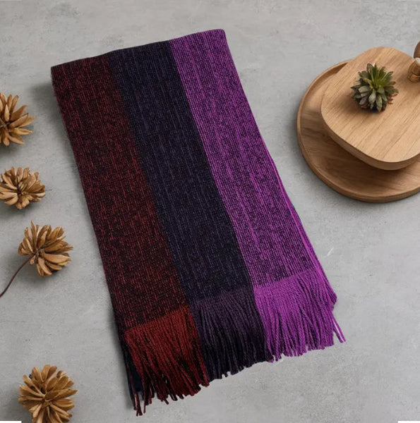 Maryam’s Essential Mature Men Trio Colour-block Acrylics Thick & Warm Tassels Scarf