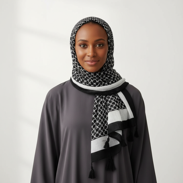 Maryam's Essential Printed Cotton Viscose Tassels Hijab