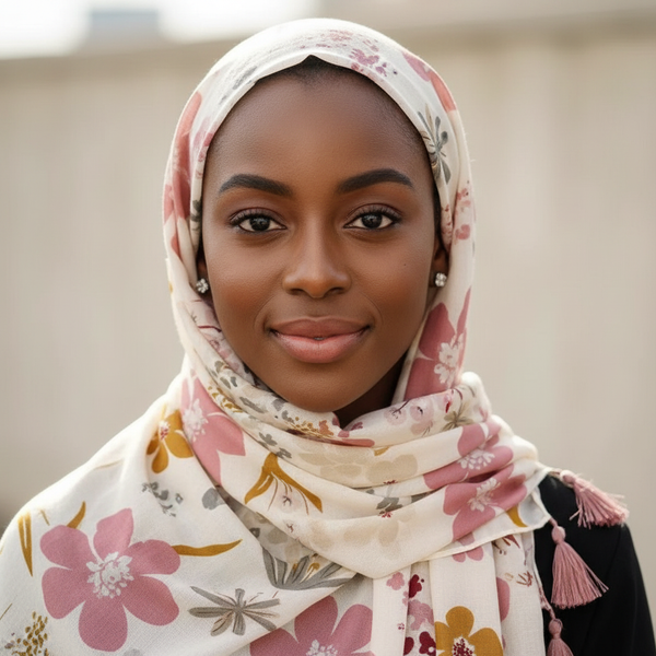 Maryam's Essential Flower Printed Cotton Viscose Tassels Hijab