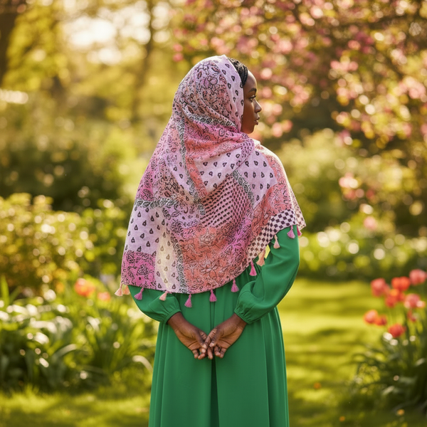 Maryam's Essential Printed Cotton Viscose Tassels Hijab